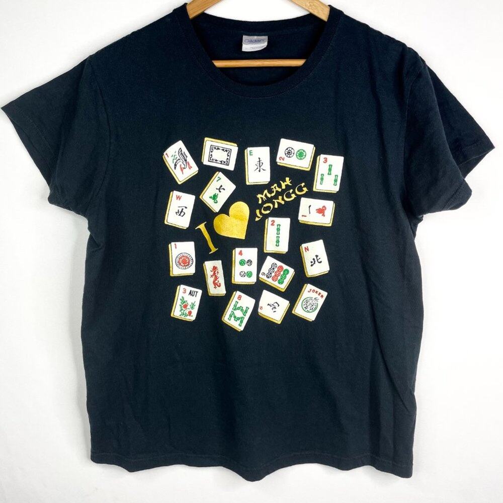 Vintage Gildan I Love Mahjongg T-Shirt LG